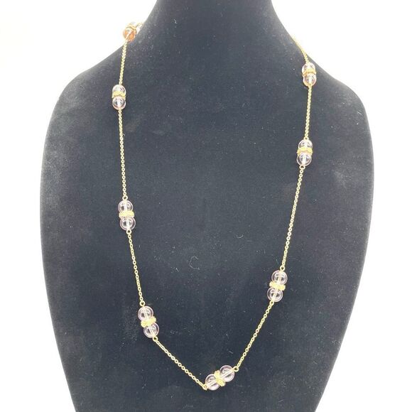 J. Crew Jewelry - J.Crew Crystal Long Necklace in Gold Tone Chain